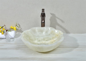 Luxury white onyx lotus shape wash hand sink basin