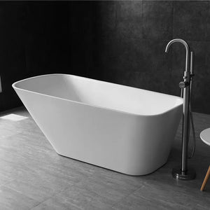 Simple White Center Drain Acrylic Freestanding Bathtub