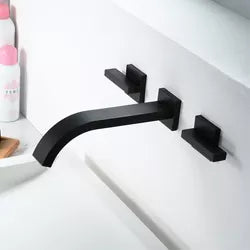 Wall-Mounted Brass Black Hot and Cold Wash Basin Mixer
