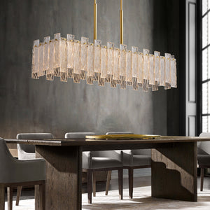 Luxury Modern Home Decorative Pendant Light Hammer Glass Rectangular droplight Gold Rectangle Crystal Chandeliers