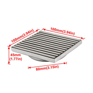 4 Inches SUS304 Stainless Steel Anti-smell Square Shower Floor Drainer Fast Drainage Bathroom Floor Trap Grating Filter