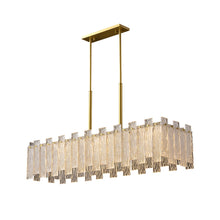 Load image into Gallery viewer, Luxury Modern Home Decorative Pendant Light Hammer Glass Rectangular droplight Gold Rectangle Crystal Chandeliers
