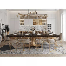 Cargar imagen en el visor de la galería, Low back high gloss varnish modern luxury furniture golden metal dining chair set

