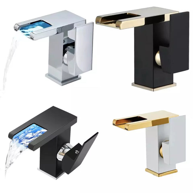 Multi-color Basin Waterfall Faucet Bathroom Hydroelectric LED Basin Faucet