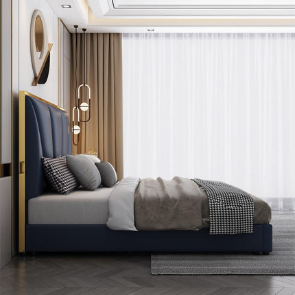 Latest Luxury Modern Simple Bed Room Furniture Bedroom Set Bed Frame Solid Wooden  King Size Fabric Bed