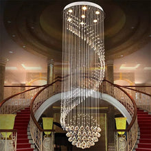 Lade das Bild in den Galerie-Viewer, Round shape Ceiling Lamp living room crystal Chandelier ball restaurant crystal lamp K9 hanging wire light

