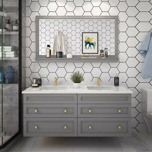 Load image into Gallery viewer, Luxury Black and Gold Vanity Bathroom Double Sink Vanity
