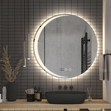 Load image into Gallery viewer, Moon Round Led Light Mirror with Antifog Tri color Time Date 60cm Round Waterproof Backlit LED Mirrors

