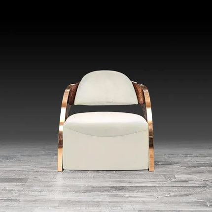 Luxuriöser Sessel aus roségoldenem Edelstahl und PU-Leder, Lounge-Sessel, Sofa für Zuhause und Hotel