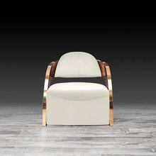 Cargar imagen en el visor de la galería, Luxury Rose Gold Stainless Steel Accent Chair Pu Leather Lounge Chair Sofa Chair For Home Hotel
