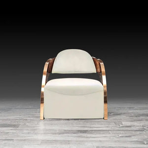 Luxury Rose Gold Stainless Steel Accent Chair Pu Leather Lounge Chair Sofa Chair For Home Hotel