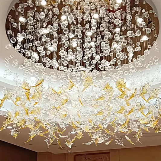 Customized Handmade Artistic Glass Hanging Pendant Ceiling Lamp For Hotel Lobby Wedding Decor Chandeliers
