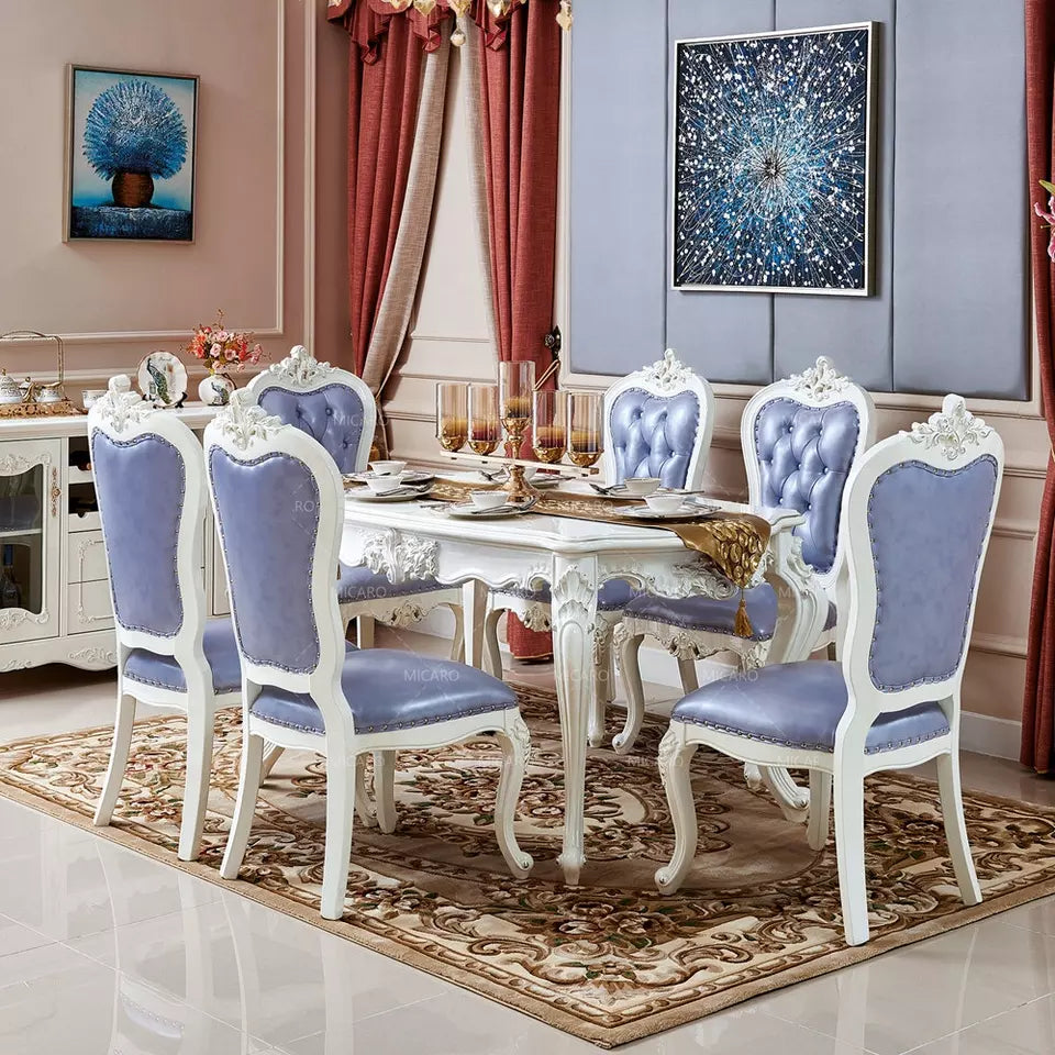 european style solid wood dining table chair for 6 person