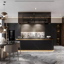 Load image into Gallery viewer, luxury kitchen cabinet organizer black kitchen sets furniture cabinet lacquer kitchen cabinet
