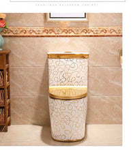 Load image into Gallery viewer, Golden toilet Pattern design golden one-piece toilet bowl
