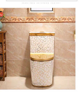 Golden toilet Pattern design golden one-piece toilet bowl