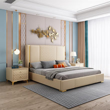 Load image into Gallery viewer, Modern Bedroom Storage Leather Bed Custom Made Furniture  Adult bed Substantial and comfortable woodenbed
