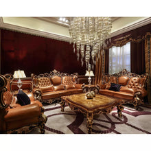 Charger l&#39;image dans la galerie, luxury Italian classic style cherry color genuine leather wooden carved living room furniture sofa sets
