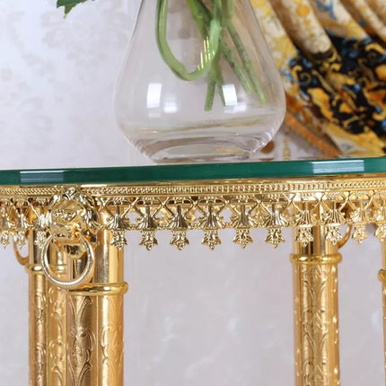 Tempered Glass Goldrn Copper Flowerboard Crystal Wedding Flowerboard Clock Decorative Table