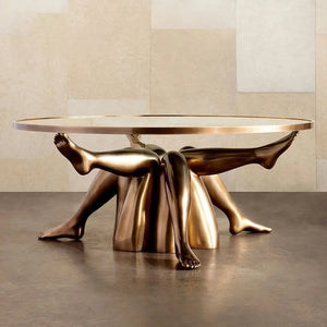 Champagne Legs Sculpture Modern Furnishing Gold Large Coffee Table Living Room