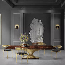 Cargar imagen en el visor de la galería, Low back high gloss varnish modern luxury furniture golden metal dining chair set
