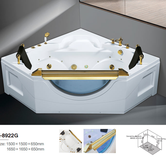 New Model Indoor led light Waterfall hot bath tub whirlpool bathroom accessories