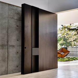 home exterior flat solid core wood front entry door design modern walnut pivot wooden main entrance doors