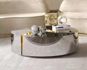 Oval Luxury Stainless Steel Living Room Low Coffee Table Luxury Modern Round Center Table For The Living Room