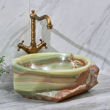 Charger l&#39;image dans la galerie, Green Jade Jade Stone Bathroom Sink Bowl
