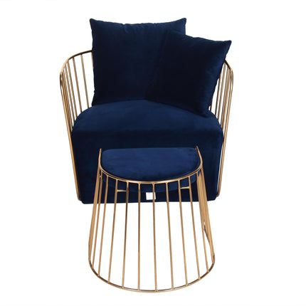 Modern Hotel Metal Gold Brides Veil Lounge Chair and Ottoman