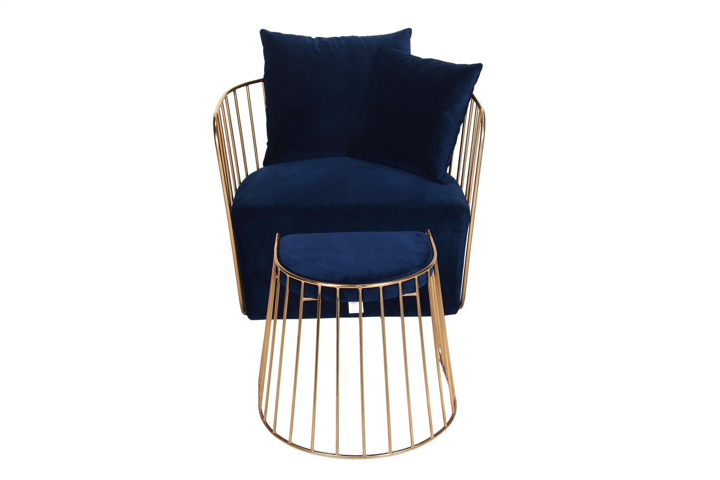 Modern Hotel Metal Gold Brides Veil Lounge Chair and Ottoman