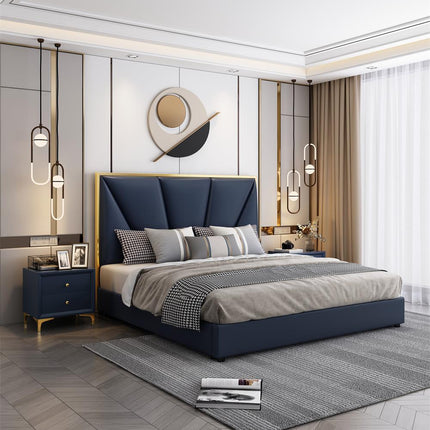 Latest Luxury Modern Simple Bed Room Furniture Bedroom Set Bed Frame Solid Wooden  King Size Fabric Bed