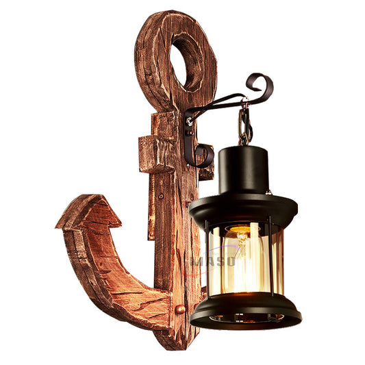 anchor decor wood vintage antique screw E27 wall lamps