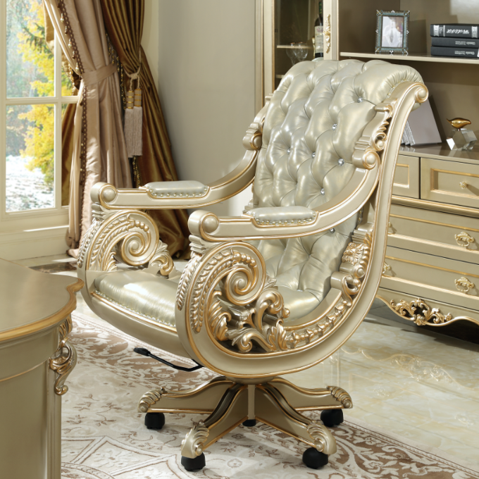 American style office furniture solid woodEuropean gold leather comfortable executive chair