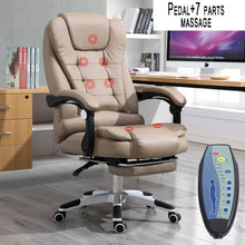 Загрузить изображение в средство просмотра галереи, Massage soft ergonomic office furniture executive chair lie down boss PU luxury black leather office chair with footrest
