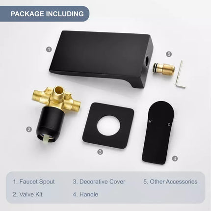 Wall mount in wall hot and cold waterfall bathroom vanity basin sink faucet from wall