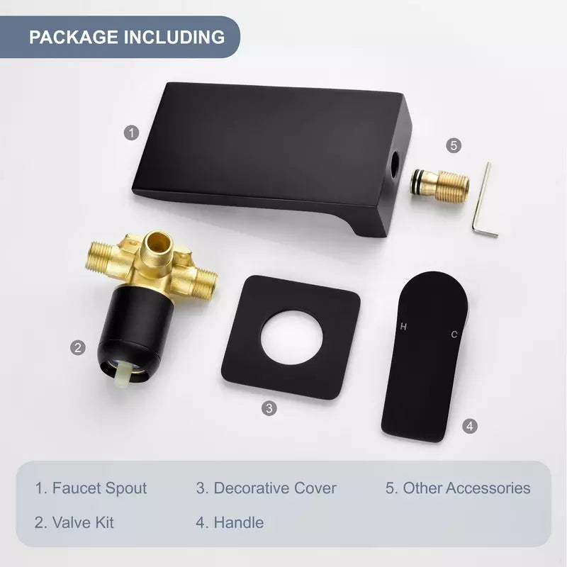 Wall mount in wall hot and cold waterfall bathroom vanity basin sink faucet from wall