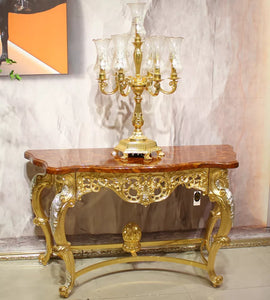 Retro Luxury Porch Italian Classic Console Golden Copper Corridor Console Table