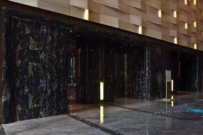 Italy Black Marble Slabs Black Portoro Marble With Golden Veins Flower Flooring Tiles