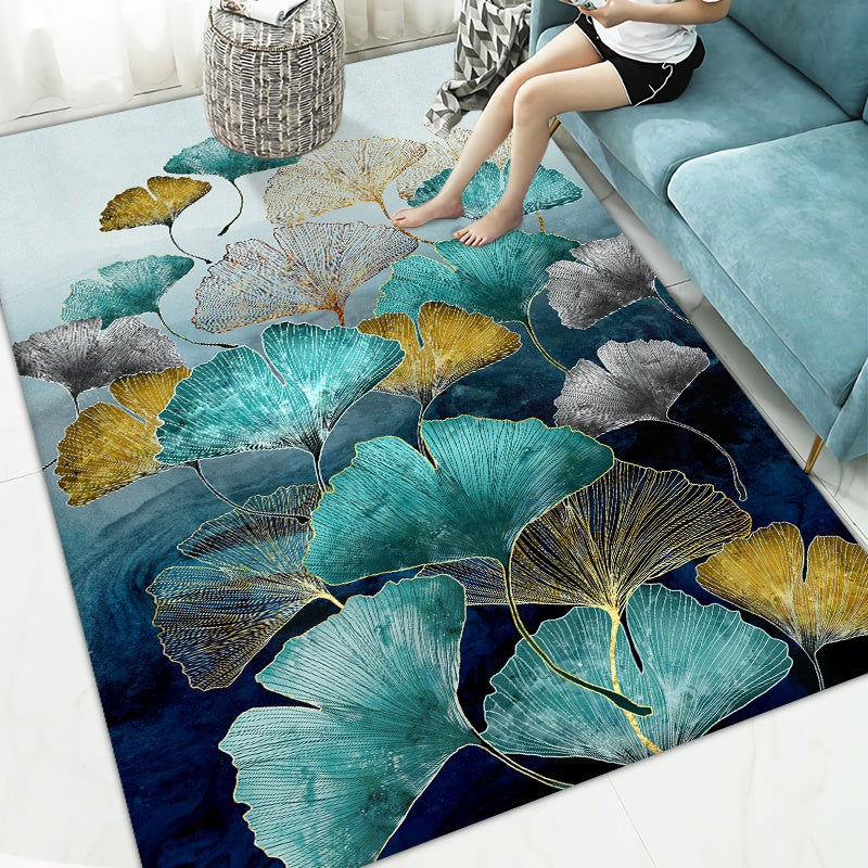 Carpet Washable Nylon Modern Blue Rug