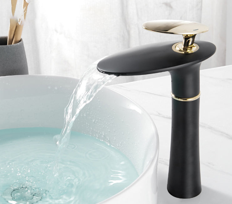 Luxury Spaceship Black and Gold Faucet Brass Heavy Duty Hot and Cold