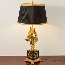 Charger l&#39;image dans la galerie, crystal table lamp hand-made light in lost-wax with french style of classic light brass shade cloth lampshade
