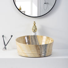 Lade das Bild in den Galerie-Viewer, Porcelain modern round counter top lavabo vanity bathroom ceramic vessel sink marble hand wash basin
