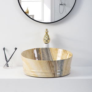 Porcelain modern round counter top lavabo vanity bathroom ceramic vessel sink marble hand wash basin