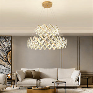 Pendant led light modern changeable gold multilayer Stainless steel pendant lamp for living room