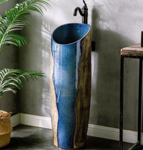 New Design Unique Art Ceramic Pedestal Wash hand Basin