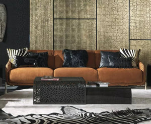 wild sensual nubuck leather sofa couch orange living room sofa high end exclusive luxury modern upholstery sofa living room set