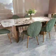 Lade das Bild in den Galerie-Viewer, luxury Italian leather dinner dining table and chairs 6 luxury dinning chairs modern marble dining room furniture table set
