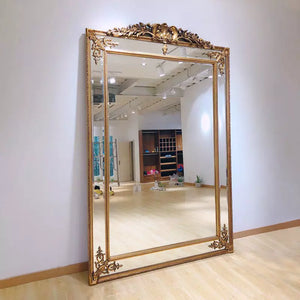 Nordic style bridal shop luxury golden landing Sculpture floor mirrors large decorative