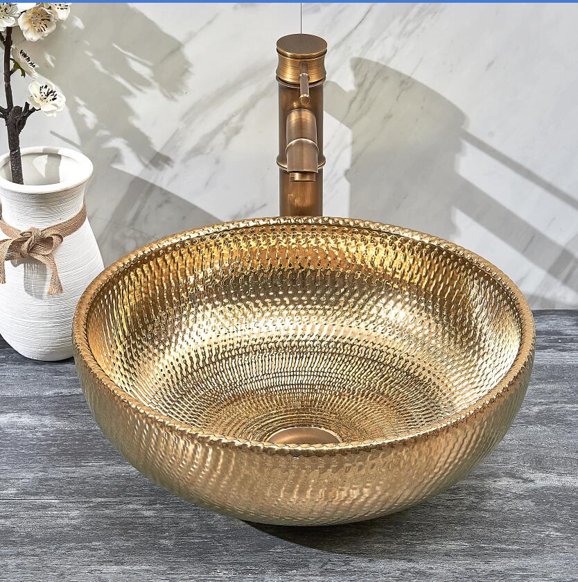 Golden basins ceramic hand painted sinks